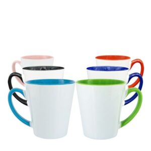 Taza de Cerámica Cónica con Color por Dentro Personalizada de 12 oz